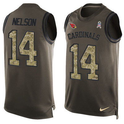 Mens Arizona Cardinals 14 Jjnelson Green Salute To Service Hot Pressing Player Name Number Nike Nfl Tank Top Jersey