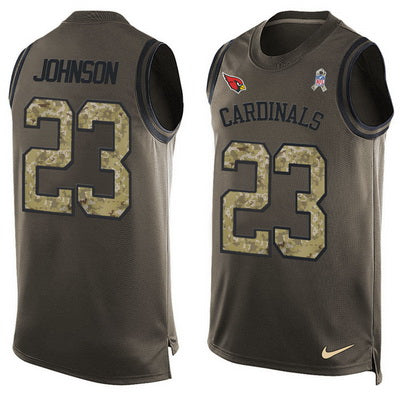 Mens Arizona Cardinals 23 Chris Johnson Green Salute To Service Hot Pressing Player Name Number Nike Nfl Tank Top Jersey