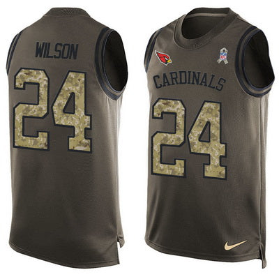 Mens Arizona Cardinals 24 Adrian Wilson Green Salute To Service Hot Pressing Player Name Number Nike Nfl Tank Top Jersey