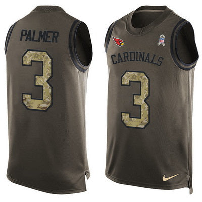Mens Arizona Cardinals 3 Carson Palmer Green Salute To Service Hot Pressing Player Name Number Nike Nfl Tank Top Jersey
