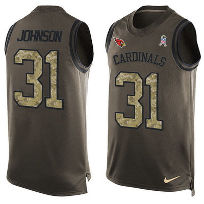 Mens Arizona Cardinals 31 David Johnson Green Salute To Service Hot Pressing Player Name Number Nike Nfl Tank Top Jersey