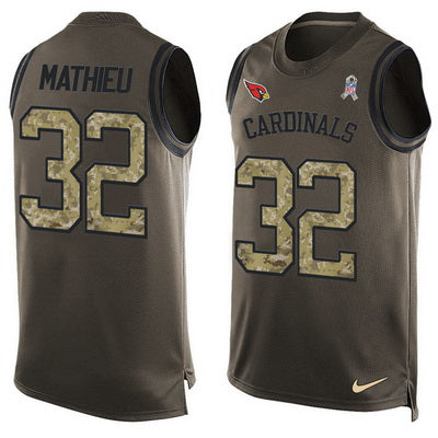 Mens Arizona Cardinals 32 Tyrann Mathieu Green Salute To Service Hot Pressing Player Name Number Nike Nfl Tank Top Jersey