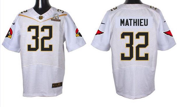 Mens Arizona Cardinals 32 Tyrann Mathieu White 2016 Pro Bowl Nike Elite Jersey