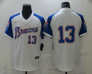 Mens Atlanta Braves 13 Ronald Acuna Jr White Stitched Mlb Throwback Nike Jersey