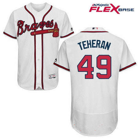 Mens Atlanta Braves 49 Julio Teheran White Home Stitched Mlb Majestic Flex Base Jersey