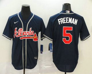 Mens Atlanta Braves 5 Freddie Freeman Navy Blue Stitched Mlb Cool Base Nike Jersey