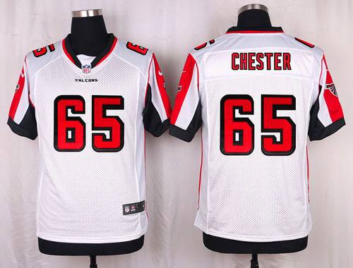 Mens Atlanta Falcons 65 Chris Chester White Road Nfl Nike Elite Jersey