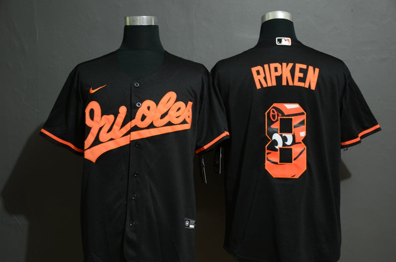 Mens Baltimore Orioles 8 Cal Ripken Jr Black Team Logo Stitched Mlb Cool Base Nike Jersey