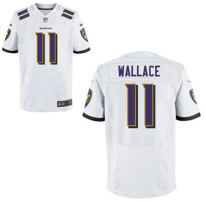 Mens Baltimore Ravens 11 Mike Wallace Elite White Road Jersey