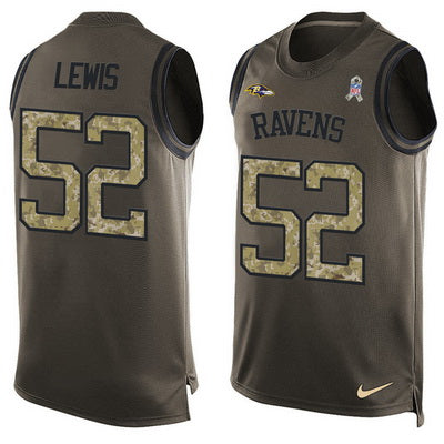 Mens Baltimore Ravens 52 Ray Lewis Green Salute To Service Hot Pressing Player Name Number Nike Nfl Tank Top Jersey