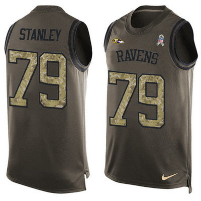 Mens Baltimore Ravens 79 Ronnie Stanley Green Salute To Service Hot Pressing Player Name Number Nike Nfl Tank Top Jersey