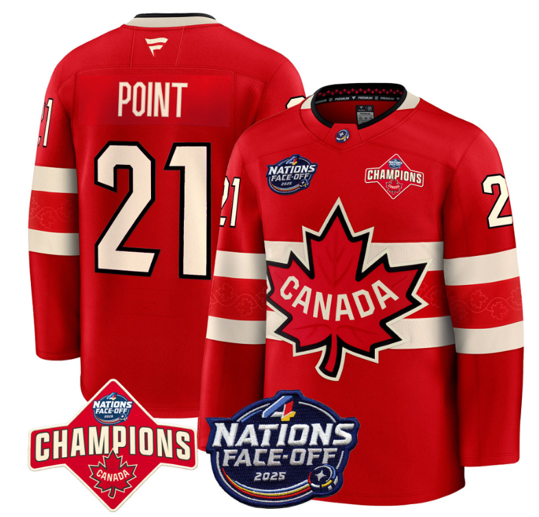Men's Brayden Point Jersey #21 Canada 4 Nations Face-Off 2025 Champions Red
