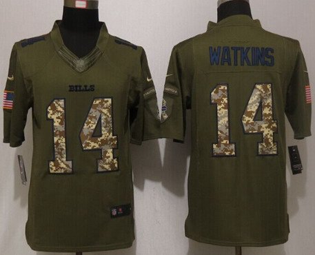 Mens Buffalo Bills 14 Sammy Watkins Green Salute To Service 2015 Nfl Nike Limited Jersey