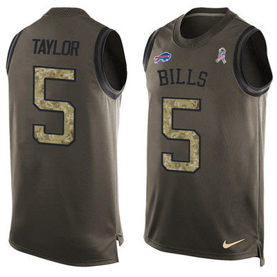 Mens Buffalo Bills 5 Tyrod Taylor Green Salute To Service Hot Pressing Player Name Number Nike Nfl Tank Top Jersey
