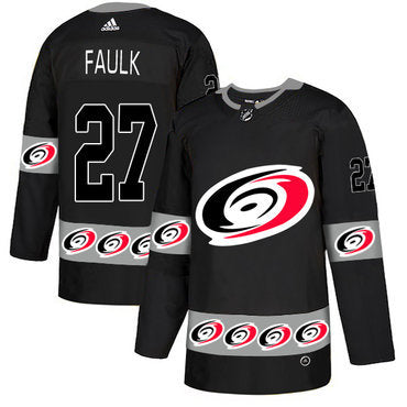 Mens Carolina Hurricanes 27 Justin Faulk Black Team Logos Fashion Adidas Jersey