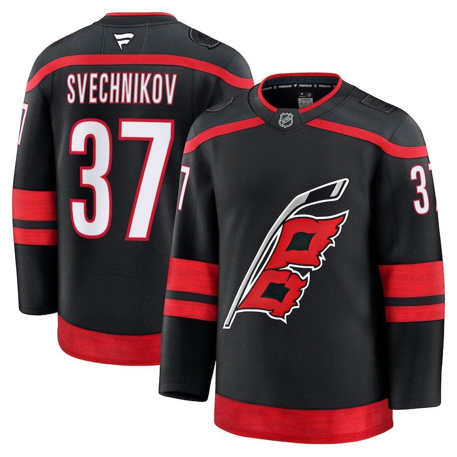 Men's Carolina Hurricanes #37 Andrei Svechnikov Home Premium Jersey Black