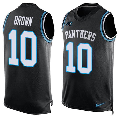 Mens Carolina Panthers 10 Corey Brown Black Hot Pressing Player Name Number Nike Nfl Tank Top Jersey