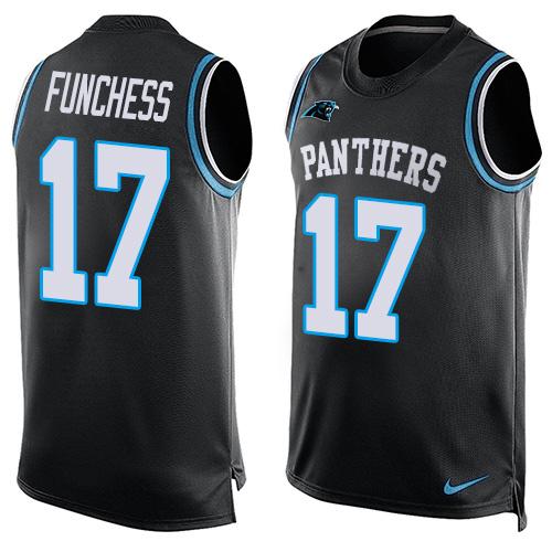 Mens Carolina Panthers 17 Devin Funchess Black Hot Pressing Player Name Number Nike Nfl Tank Top Jersey