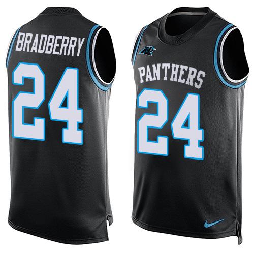 Mens Carolina Panthers 24 James Bradberry Black Hot Pressing Player Name Number Nike Nfl Tank Top Jersey