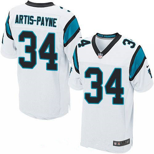 Mens Carolina Panthers 34 Cameron Artis payne White Road Stitched Nfl Nike Elite Jersey