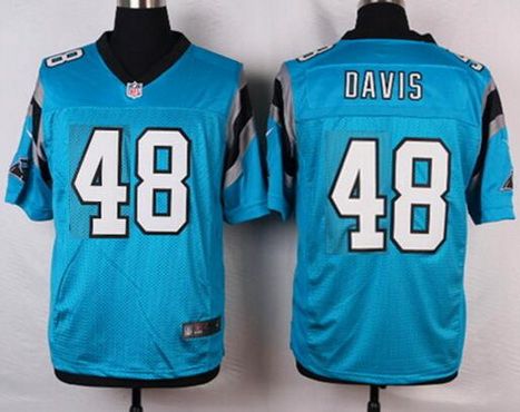 Mens Carolina Panthers 48 Stephen Davis Light Blue Retired Player Nfl Nike Elite Jersey