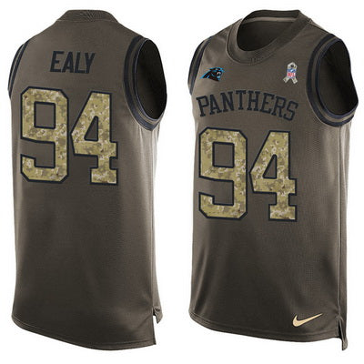 Mens Carolina Panthers 94 Kony Ealy Green Salute To Service Hot Pressing Player Name Number Nike Nfl Tank Top Jersey