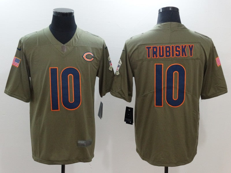 Mens Chicago Bears 10 Mitchell Trubisky Olive 2017 Salute To Service Stitched Nfl Nike Limited Jersey