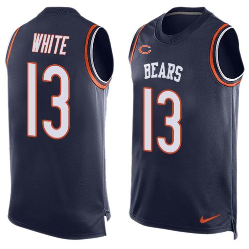 Mens Chicago Bears 13 Kevin White Navy Blue Hot Pressing Player Name Number Nike Nfl Tank Top Jersey