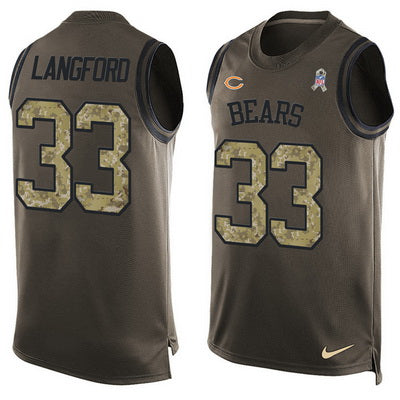 Mens Chicago Bears 33 Jeremy Langford Green Salute To Service Hot Pressing Player Name Number Nike Nfl Tank Top Jersey
