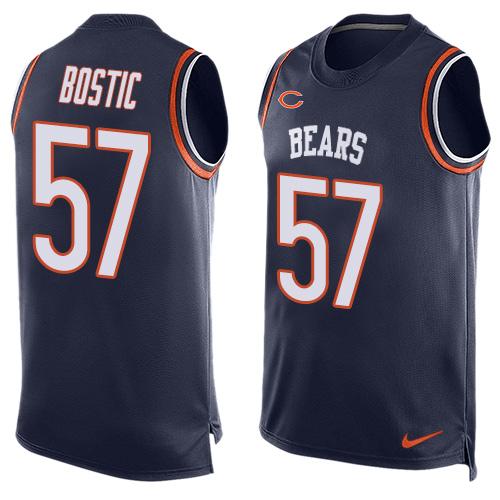 Mens Chicago Bears 57 Jon Bostic Navy Blue Hot Pressing Player Name Number Nike Nfl Tank Top Jersey