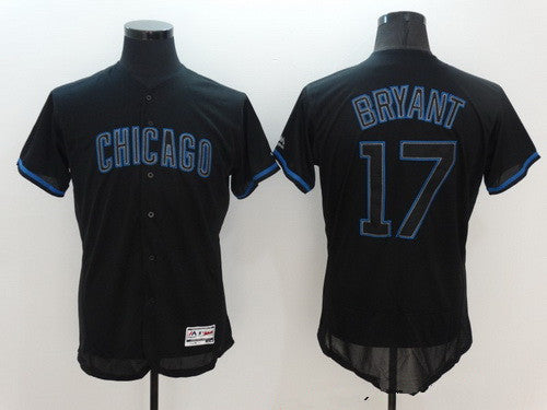 Mens Chicago Cubs 17 Kris Bryant Lights Out Black Fashion 2016 Flexbase Majestic Baseball Jersey