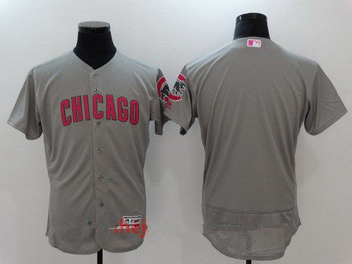 Mens Chicago Cubs Blank Gray With Pink Mothers Day Stitched Mlb Majestic Flex Base Jersey