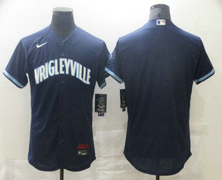 Mens Chicago Cubs Blank Navy Blue 2021 City Connect Stitched Mlb Flex Base Nike Jersey