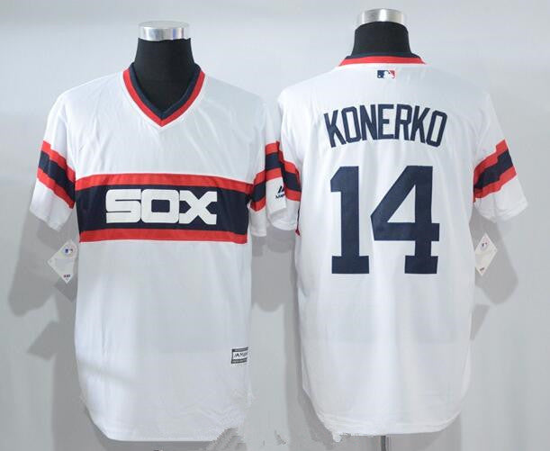 Mens Chicago White Sox 14 Paul Konerko Retired White Pullover Stitched Mlb Majestic Cool Base Jersey