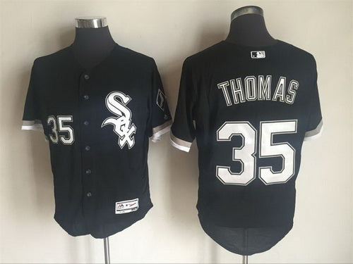 Mens Chicago White Sox 35 Frank Thomas Retired Black 2016 Flexbase Majestic Baseball Jersey