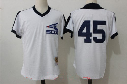 Mens Chicago White Sox 45 Michael Jordan White Throwback Mesh Batting Practice Stitched Mlb Mitchell Ness Jersey