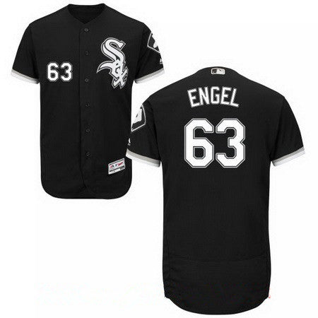 Mens Chicago White Sox 63 Adam Engel Black Stitched Mlb Majestic Flex Base Jersey