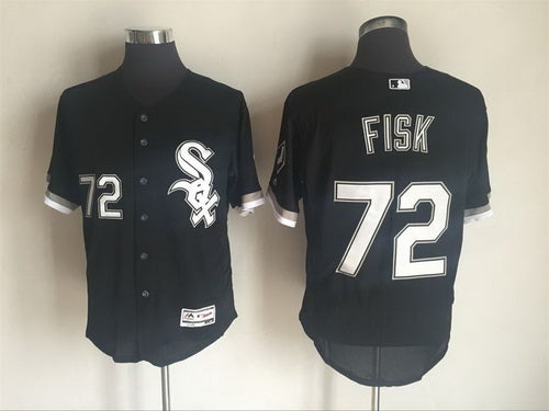 Mens Chicago White Sox 72 Carlton Fisk Retired Black 2016 Flexbase Majestic Baseball Jersey