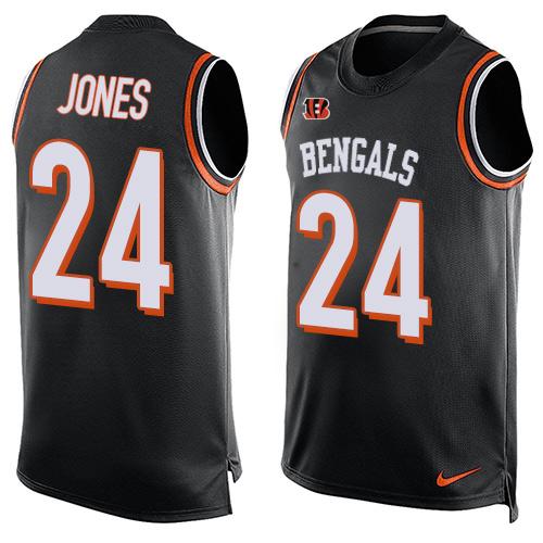 Mens Cincinnati Bengals 24 Adam Jones Black Hot Pressing Player Name Number Nike Nfl Tank Top Jersey