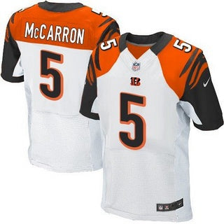 Mens Cincinnati Bengals 5 Aj Mccarron White Road Nfl Nike Elite Jersey