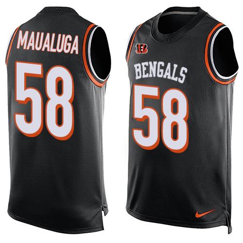 Mens Cincinnati Bengals 58 Rey Maualuga Black Hot Pressing Player Name Number Nike Nfl Tank Top Jersey
