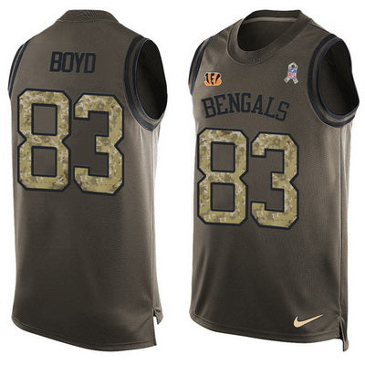 Mens Cincinnati Bengals 83 Tyler Boyd Green Salute To Service Hot Pressing Player Name Number Nike Nfl Tank Top Jersey