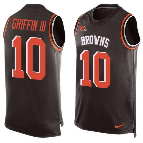 Mens Cleveland Browns 10 Robert Griffin Iii Brown Hot Pressing Player Name Number Nike Nfl Tank Top Jersey