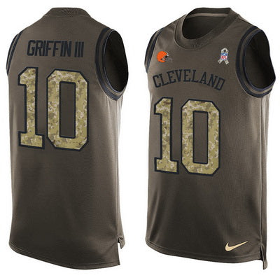 Mens Cleveland Browns 10 Robert Griffin Iii Green Salute To Service Hot Pressing Player Name Number Nike Nfl Tank Top Jersey
