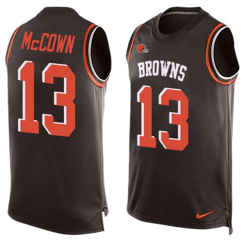 Mens Cleveland Browns 13 Josh Mccown Brown Hot Pressing Player Name Number Nike Nfl Tank Top Jersey