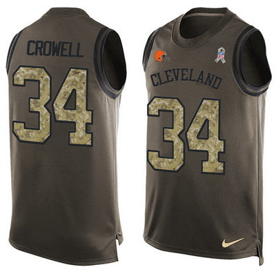 Mens Cleveland Browns 34 Isaiah Crowell Green Salute To Service Hot Pressing Player Name Number Nike Nfl Tank Top Jersey