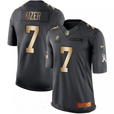 Mens Cleveland Browns 7 Deshone Kizer Anthracite Gold 2016 Salute To Service Stitched Nfl Nike Limited Jersey