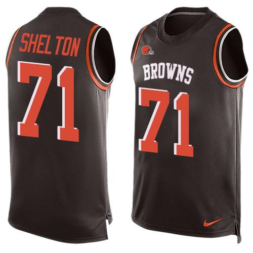 Mens Cleveland Browns 71 Danny Shelton Brown Hot Pressing Player Name Number Nike Nfl Tank Top Jersey