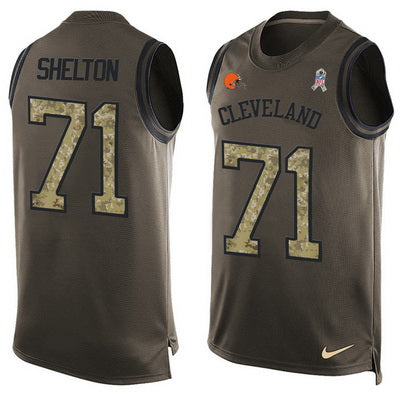Mens Cleveland Browns 71 Danny Shelton Green Salute To Service Hot Pressing Player Name Number Nike Nfl Tank Top Jersey