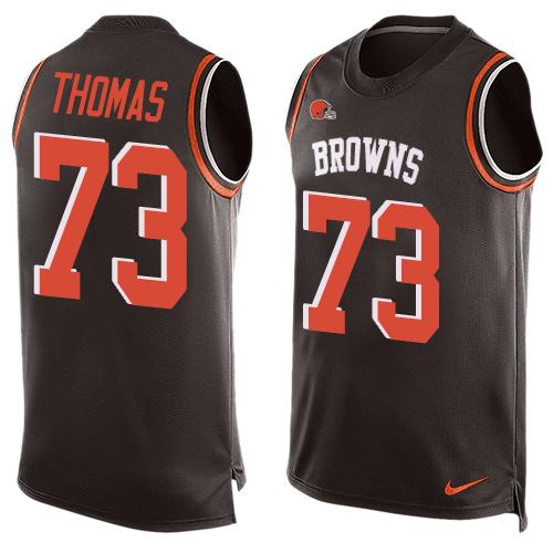 Mens Cleveland Browns 73 Joe Thomas Brown Hot Pressing Player Name Number Nike Nfl Tank Top Jersey
